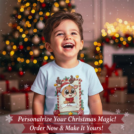 Persoonlijk leuk rendier Kerst T-shirt voor peuter