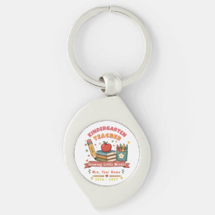 Persoonlijk leuk retro kleuterleidster cadeau sleutelhanger