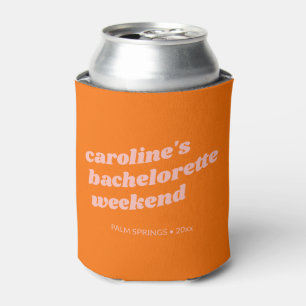Persoonlijk leuk roze oranje vrijgezellenweekend blikjeskoeler