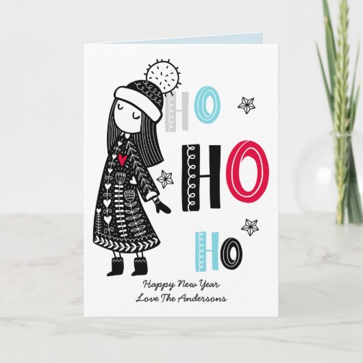 Persoonlijk leuk Scandinavisch Kerst Doodle-orname Kaart (Voorkant)