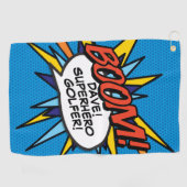 Persoonlijk leuk stripboek BOOM Golfhanddoek (Horizontaal)