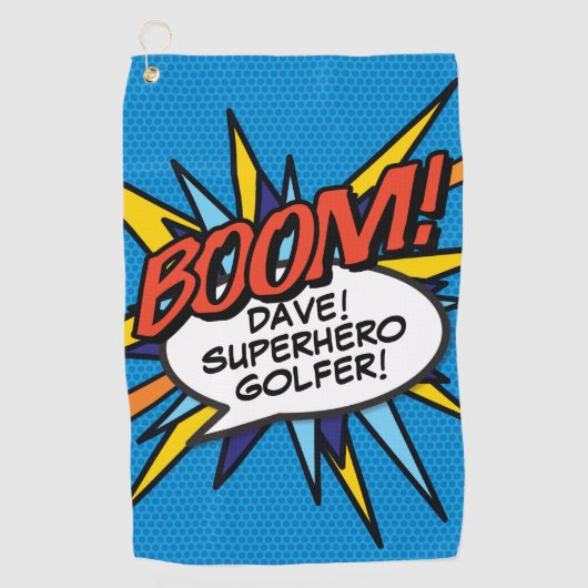 Persoonlijk leuk stripboek BOOM Golfhanddoek (Voorkant)