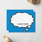 Persoonlijk leuk stripboek denk bubbel notitiekaartje (Voorkant / Achterkant in situ)