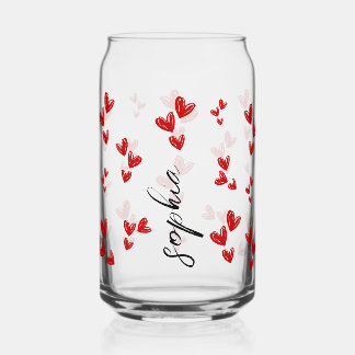 persoonlijk leuk Valentijnsgeschenk - rode harten Blikvorm Glas