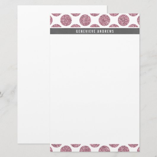 PERSOONLIJK leuke grote polka dot glitter baby roz Briefpapier (Voorkant / Achterkant)