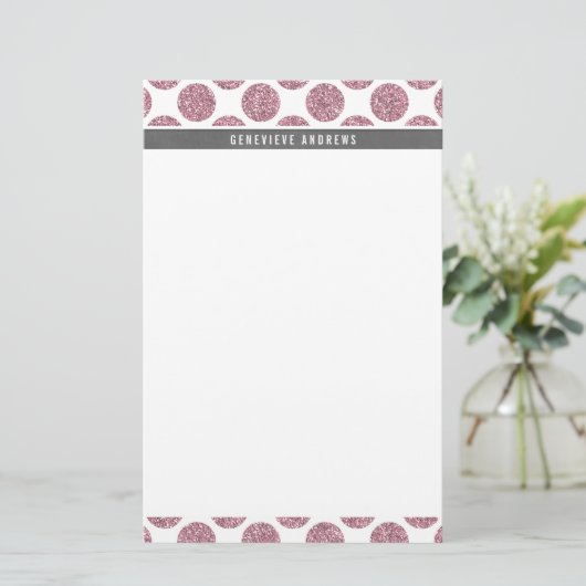 PERSOONLIJK leuke grote polka dot glitter baby roz Briefpapier (Staand voorkant)