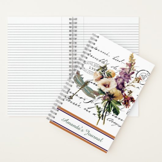 Persoonlijk libel- en bloemendagboek notitieboek (Binnen)