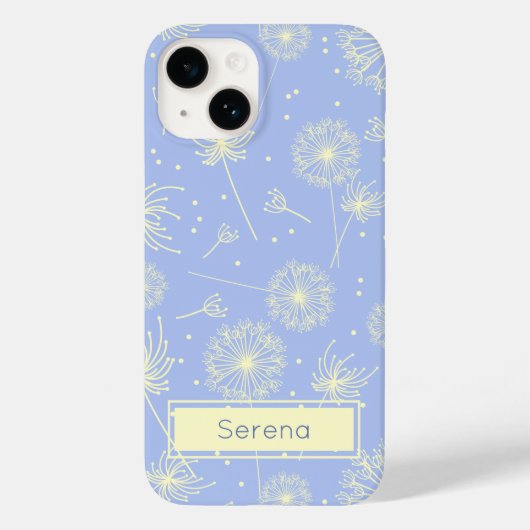 Persoonlijk lichtblauw bloemen- en paardenbloempat Case-Mate iPhone case (Achterkant)