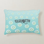 Persoonlijk lichtblauw bloemmotief accent kussen (Voorkant)