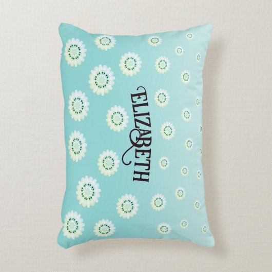 Persoonlijk lichtblauw bloemmotief accent kussen (Voorkant(Verticaal))