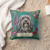 Persoonlijk lichtgrijs Lhasa Apso bloemenkussen Kussen (Deken)