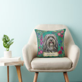 Persoonlijk lichtgrijs Lhasa Apso bloemenkussen Kussen (Stoel)