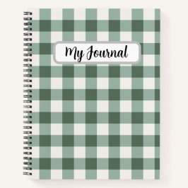 Persoonlijk Lichtgroen Gingham Notitieboek van hog