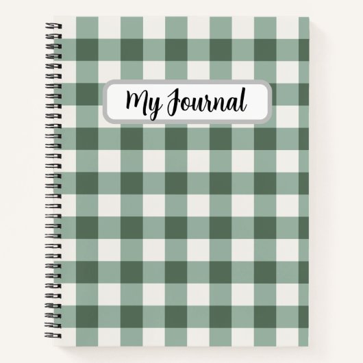 Persoonlijk Lichtgroen Gingham Notitieboek van hog (Voorkant)