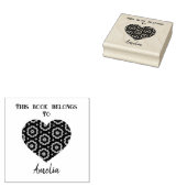 Persoonlijk liefdeshart ex-libris rubberstempel (Gestempeld)