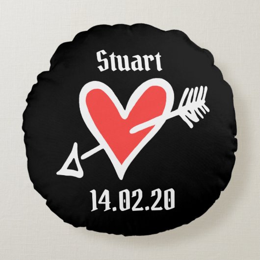 Persoonlijk liefdeshart Weddenschap Rond Kussen (Voorkant)