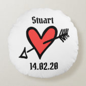 Persoonlijk liefdeshart Weddenschap Rond Kussen (Voorkant)