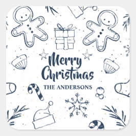 Persoonlijk liefdevol kerstschetsenbord vierkante sticker