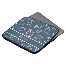 Persoonlijk lijnkunst bladontwerp laptop sleeve