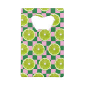 Persoonlijk Lime Gingham Citrus Aangepaste Naam Creditkaart Flessenopener (Achterkant)