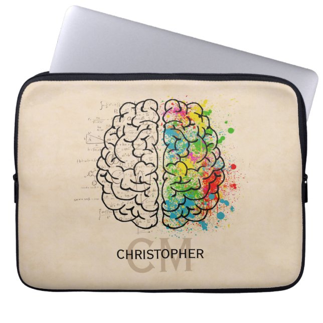 Persoonlijk links en rechts menselijk brein laptop sleeve (Voorkant)