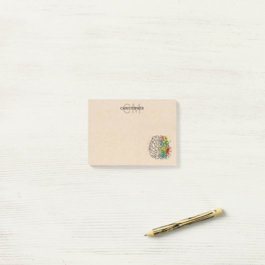 Persoonlijk links en rechts menselijk brein post-it® notes (Op bureau)