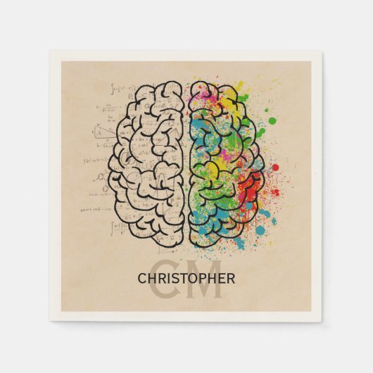 Persoonlijk links en rechts menselijk brein servet (Voorkant)