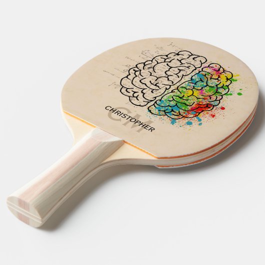 Persoonlijk links en rechts menselijk brein tafeltennisbatje (Voorkant Gekanteld)