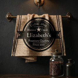 Persoonlijk linnen uitziend logo voor coffeeshop theedoek
