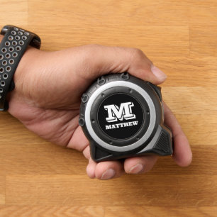 Persoonlijk lintmeter cadeau met monogram voor man rolmaat