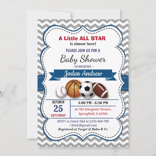 Persoonlijk Little All Star Baby shower Kaart (Voorkant)