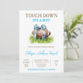 Persoonlijk Little Baby Boy Football Baby shower Kaart (Staand voorkant)