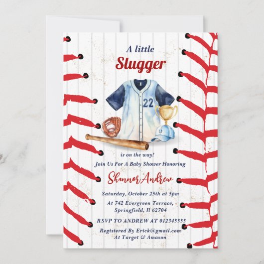 Persoonlijk Little Slugger Baseball Baby shower Kaart (Voorkant)