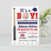 Persoonlijk Little Slugger Baseball Baby shower Kaart (Staand voorkant)