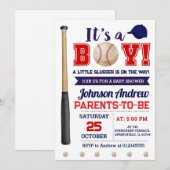 Persoonlijk Little Slugger Baseball Baby shower Kaart (Voorkant / Achterkant)