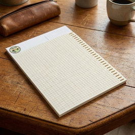 Persoonlijk logo, bruin techniek ruitjespapier notitieblok