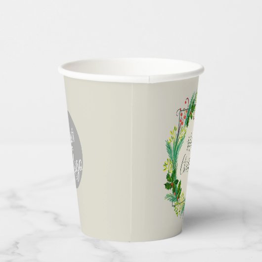 Persoonlijk logo Elegante kerstgroet met merknaam Papieren Bekers (Rechts)