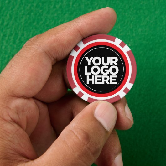 Persoonlijk logo en tekst Cool Rood Poker Chips (Hand)