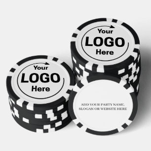 Persoonlijk logo en tekst Cool Zwart en Wit Poker Chips