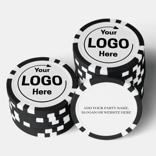 Persoonlijk logo en tekst Cool Zwart en Wit Poker Chips (Opstapeling)