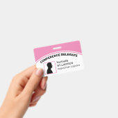 Persoonlijk Logo Foto ID Afgevaardigde ROZE Badge (Handheld)