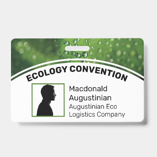 Persoonlijk Logo Foto ID DELEGATE Eco Groen Badge (Voorzijde)