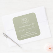 Persoonlijk logo kaarslabel op saliegroen vierkante sticker (Envelop)
