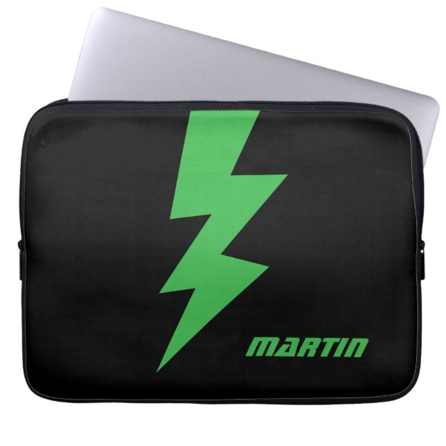 Persoonlijk logo met bliksemflits laptop sleeve (Voorkant)