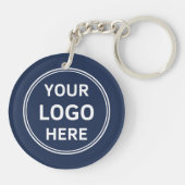 Persoonlijk Logo Modern Navy Blauwe Zakelijk Sleutelhanger (Achterkant)
