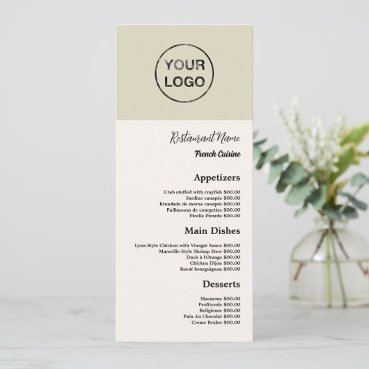 Persoonlijk logo, restaurant slanke menu (Staand voorkant)