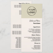Persoonlijk logo, restaurant slanke menu (Voorkant / Achterkant)