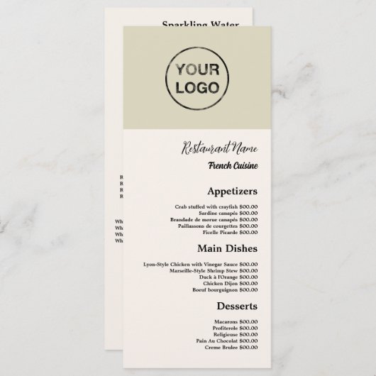 Persoonlijk Logo, Smarline-menu Restaurant Menu (Voorkant / Achterkant)