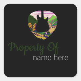 Persoonlijk logo voor akoestische gitaar vierkante sticker