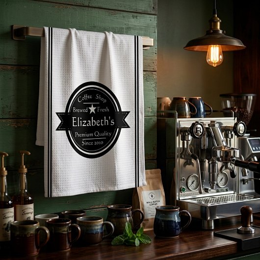 Persoonlijk logo voor coffeeshop theedoek